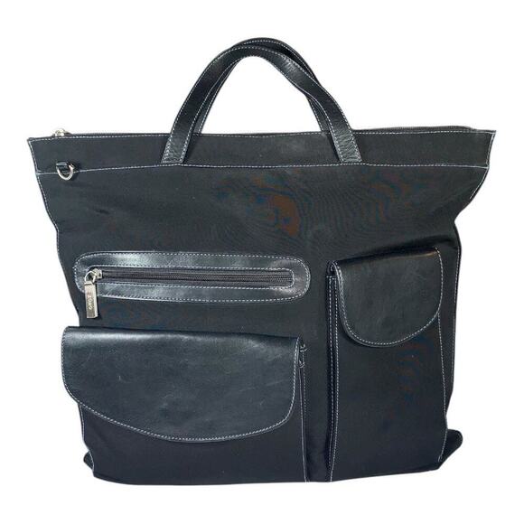 Hobo International Leather & Nylon Soft Sided Briefcase Travel Bag - Picture 8 of 8